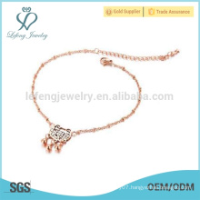 Longevity lock titanium steel chain bracelet,plated rose gold chain bracelet for ankle